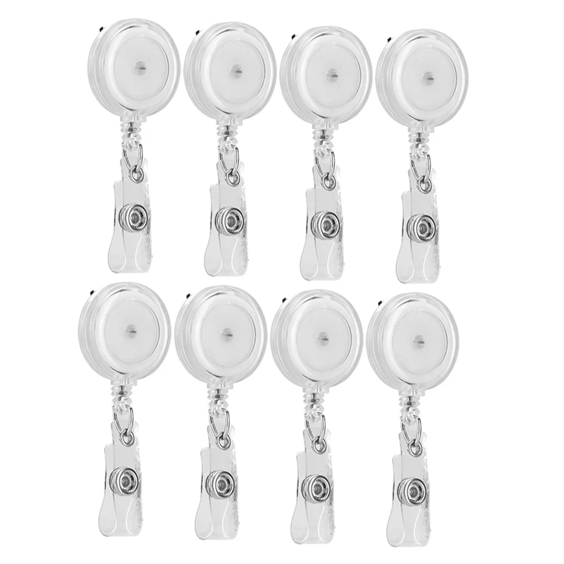 

8 Piece Anti-Theft Metal Easy-To-Pull Buckle Sporty Retractable Key Ring Anti Lost White