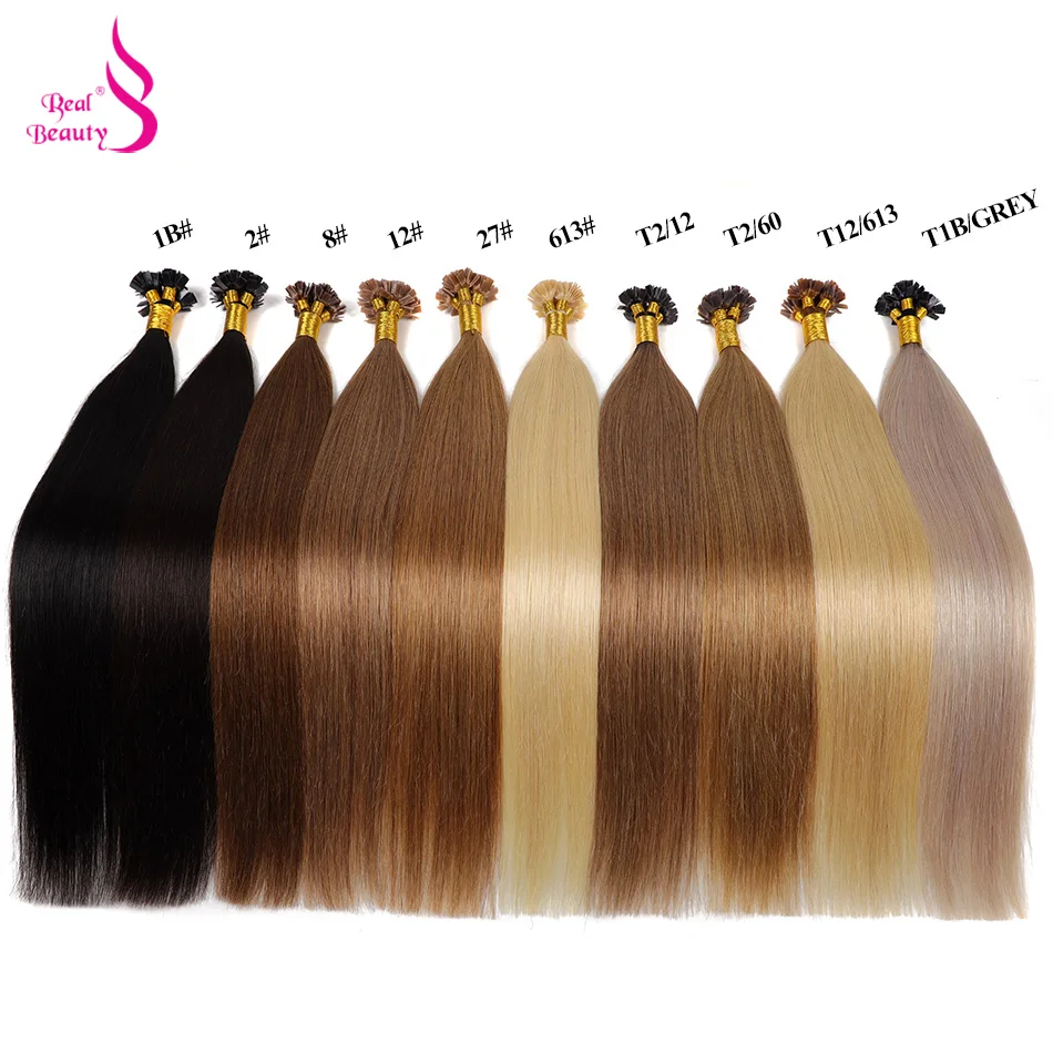 Real Beauty Straight Keratin Human Fusion Hair Nail Flat Tip Machine Made Remy Pre Bonded Natural Human Hair Extensions