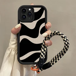 Zebra Stripe Silicone Phone Case with Hang Strap - Soft Cover - iPhone 18 Pro (1)