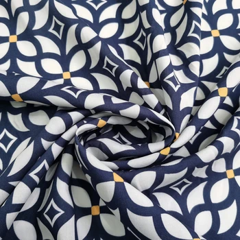 1 meter X 1.4 meter Navy White Retro Viscose Fabric Soft Sewing Material Rayon 1
