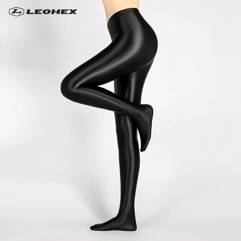 

LEOHEX Spandex GLOSSY OPAQUE Pantyhose Shiny high waist Tights Sexy Stockings yoga pants training women sports leggings fitness