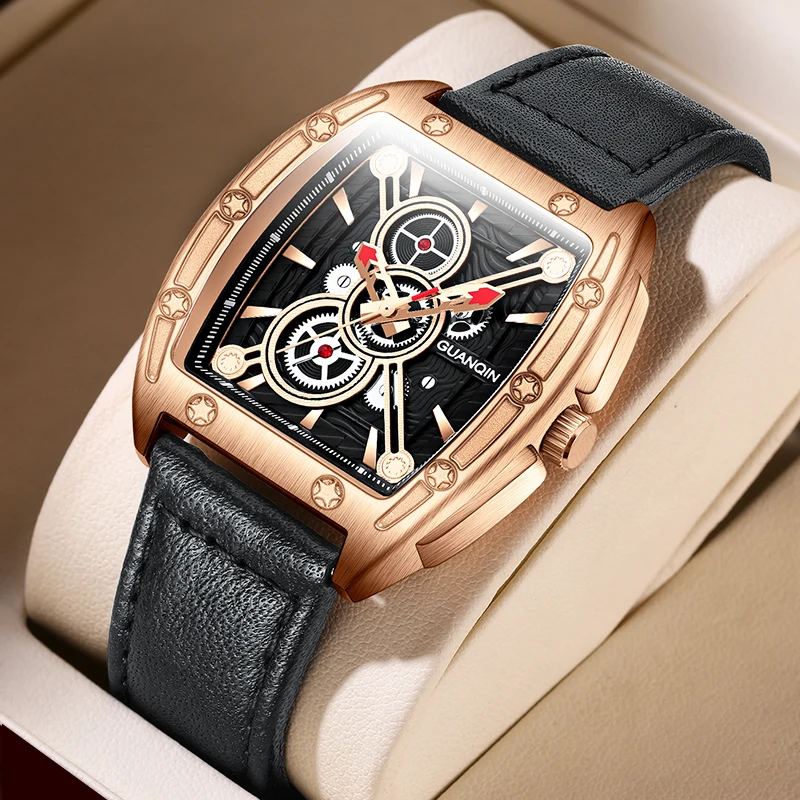 

Новые мужские часы GUANQIN 2024, мужские роскошные спортивные часы, кварцевые часы, мужские водонепроницаемые военные часы из нержавеющей стали с кожаным ремешком