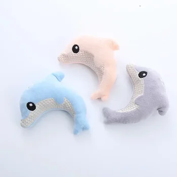 Pet cat toy Cute stuffed animal baby dolphin with catnip nibble toy 5