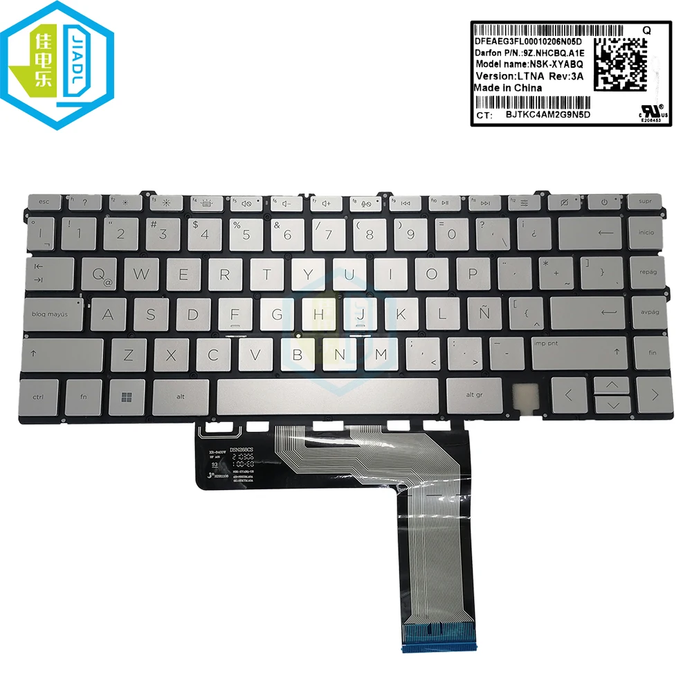 Teclado Backlit Latina para Laptop Prata Tecla Caps Teclado hp Envy 15-ep 15t-ep 15-ep1020ca la Fit Teclados Espanhol 9z.nhcbq.e