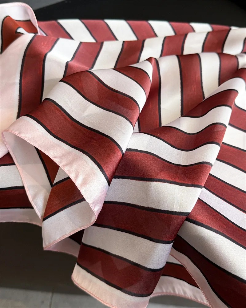 2026 Modischer quadratischer Schal für Damen, Haarband, weiches Halstuch, Vintage Hijab, gestreiftes Kopftuch, weibliches Pashmina-Bandana – Detail 16