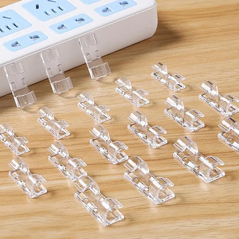 20/60100PCS 자체 접착식 케이블 와이어 클립 데스크 컴퓨터 TV 네트워크 케이블 관리 라인 고정 클램프용 코드 정리 홀더