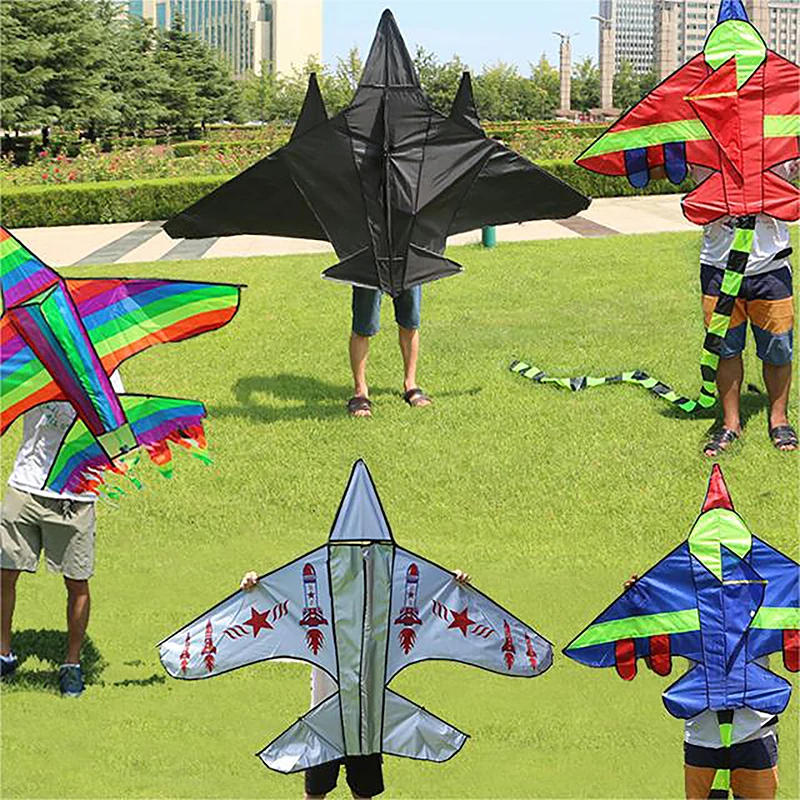 1PC Cartoon Children Kite Blue Red Fighter Rainbow Plane Kite For Kids Adults Large Huge Delta Kite Outdoor Toy  Воздушный Змей 2