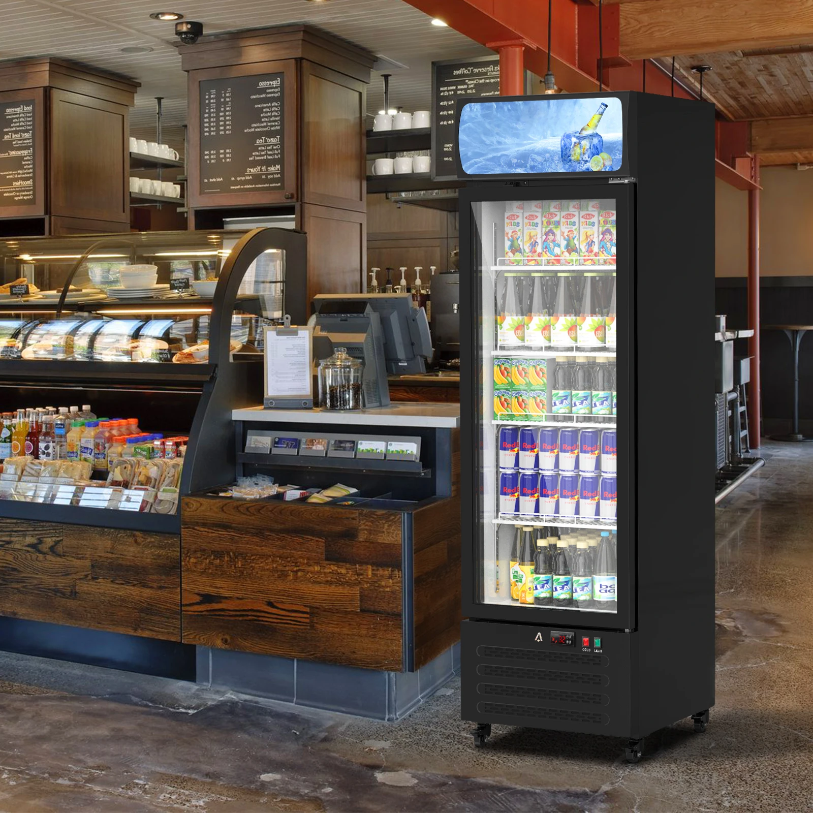Commercial Display Refrigerator Merchandiser with Glass Door - 11.3 Cu.Ft Upright Drink Fridge Beverage Cooler with LED Lighting 5