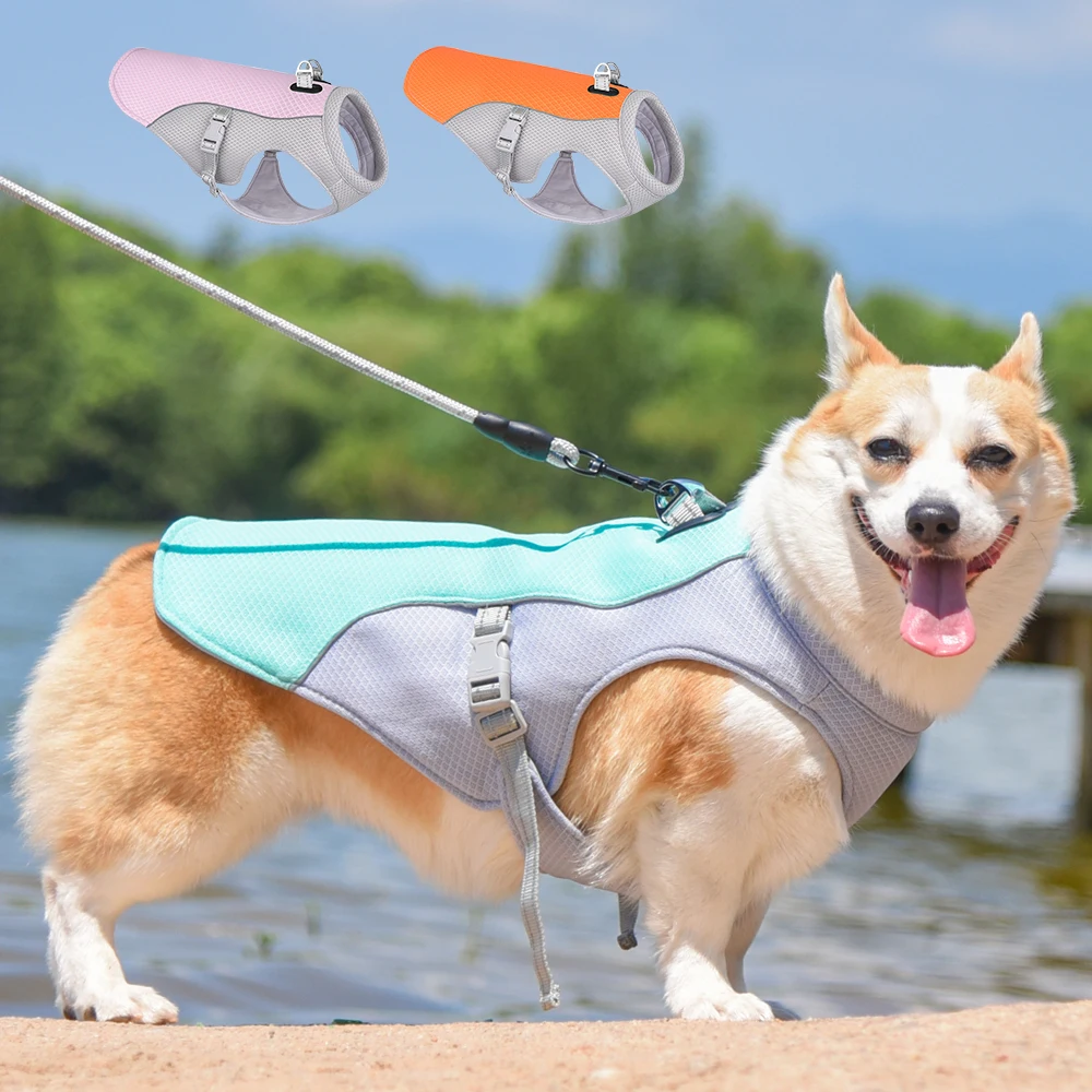 

Summer Dog Cooling Harness Vest Reflective Mesh Pet Clothes Cool Down Jackets For Small Medium Large Dogs Outdoor Swimming