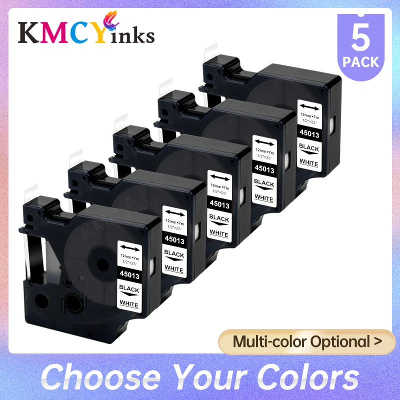 

Лента KMCYinks 5PK 45013, совместимая с Dymo D1 45013 45010 45016 45018, кассета этикеток для этикеток 160 280 COLORPOP этикеток