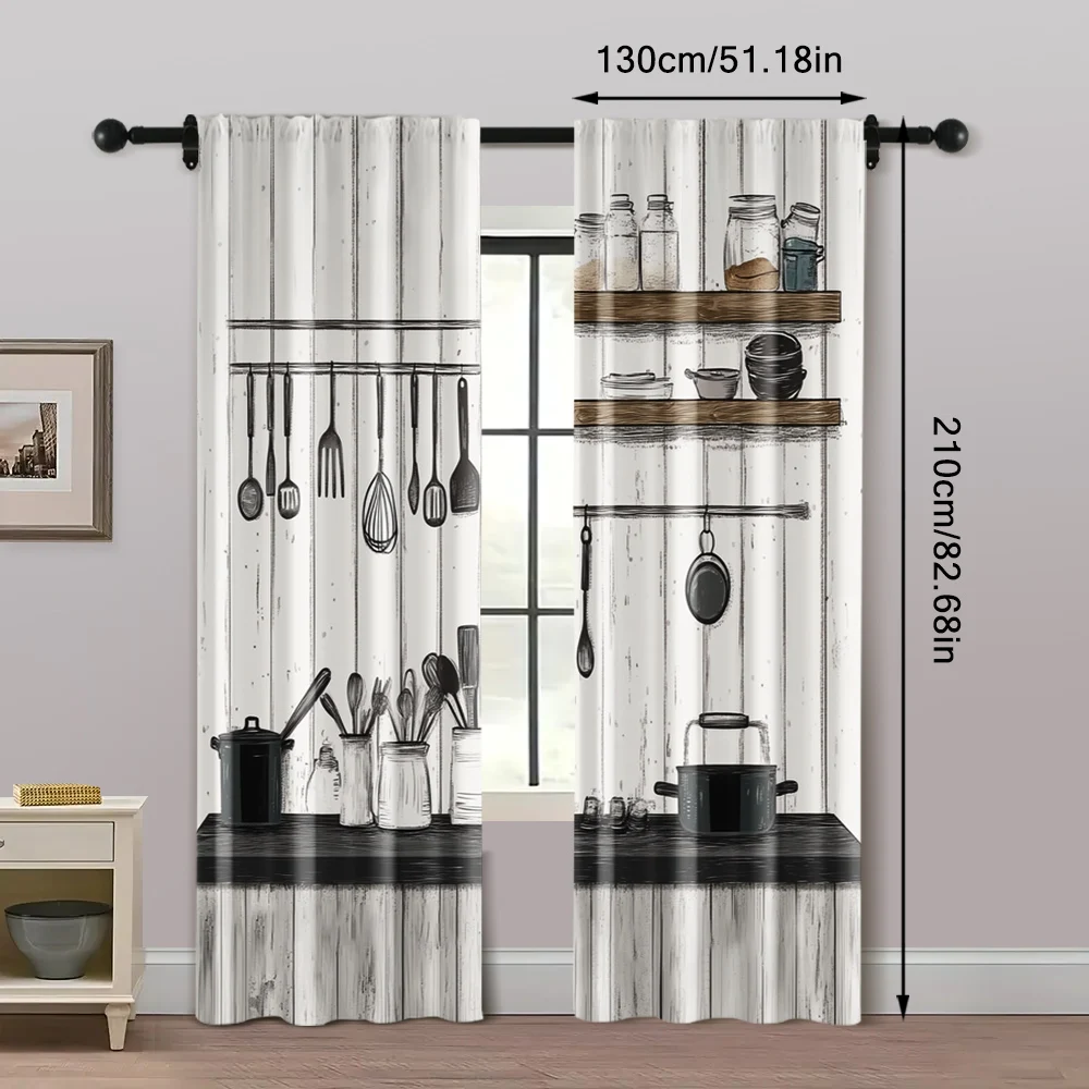 2pcs, Curtains&Window Treatment 2D print Kitchen Rules Farm Machine Washable Fabric (without rod) Decorations For Home Perfect 5