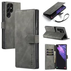 Luxury Retro Leather Wallet Case with Magnetic Clasp Flip Cover - Galaxy S10E (Gray)