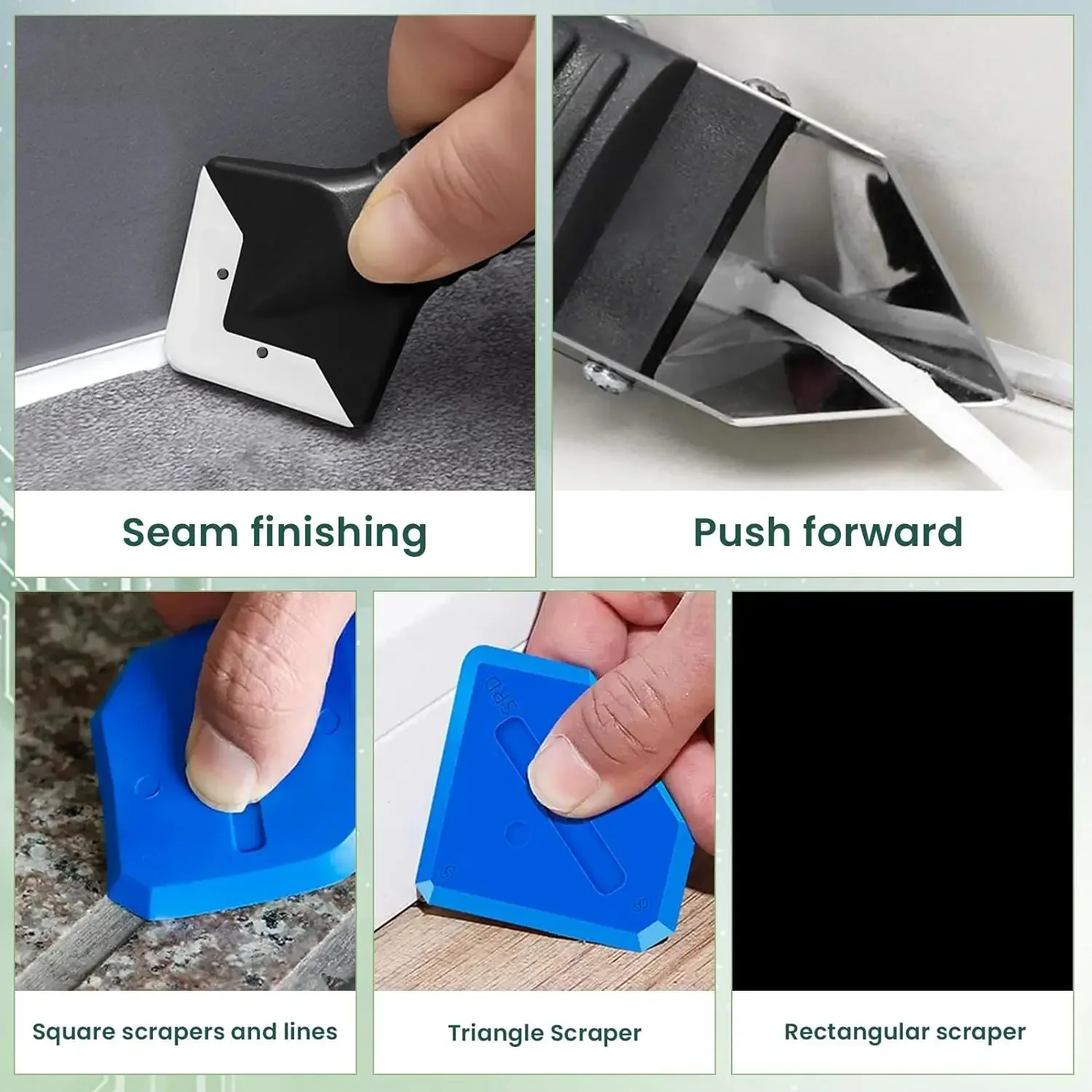 9PCS Caulk Nozzle Applicator Silicone Scraper Sealant Caulking Smooth Remover Tools Kit Floor Caulk Finisher Grout Accessoriess 2