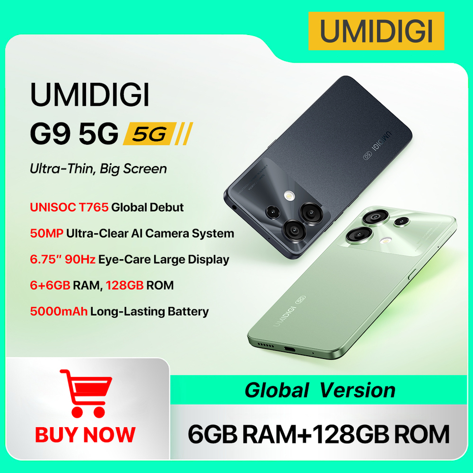 UMIDIGI G9 5G Smartphone 5G Android 14 8-Core 6+6GB 128GB 6.75â 90Hz HD+ 50MP 5000mAh 18W Charging 5G cellphone