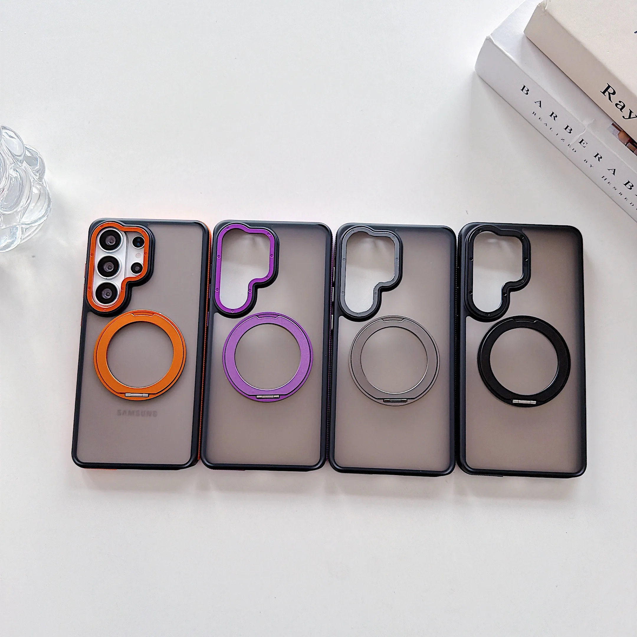 Matte Phone Case with 360° Rotatable Magnetic Kickstand and Lanyard - Protective Cover