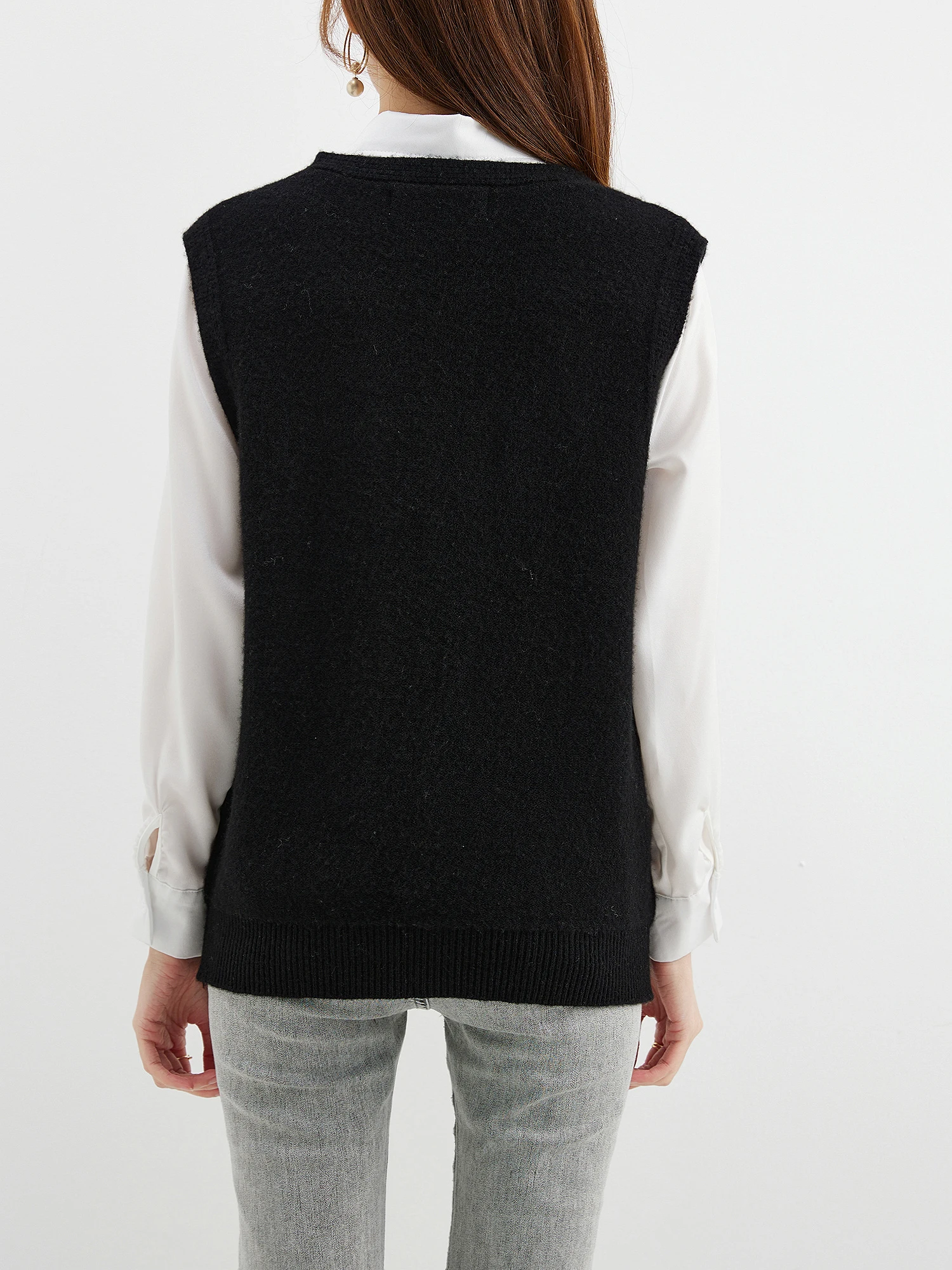Gilet Scollo a V con Bottoni in Cotone - SABBIA