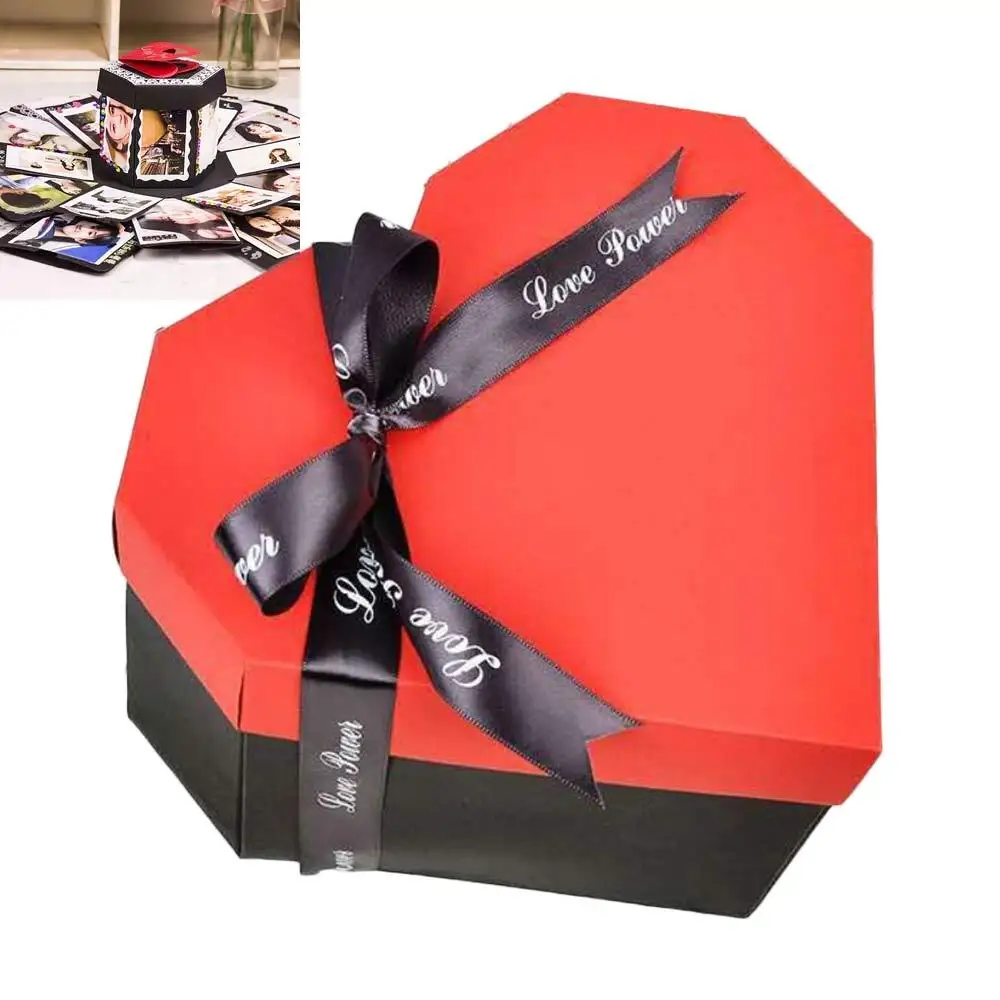 Paper Love Heart Explosion Box Handmade Self-adhesion Folding Photo Album Gift Box Multi-Layer Scrapbook