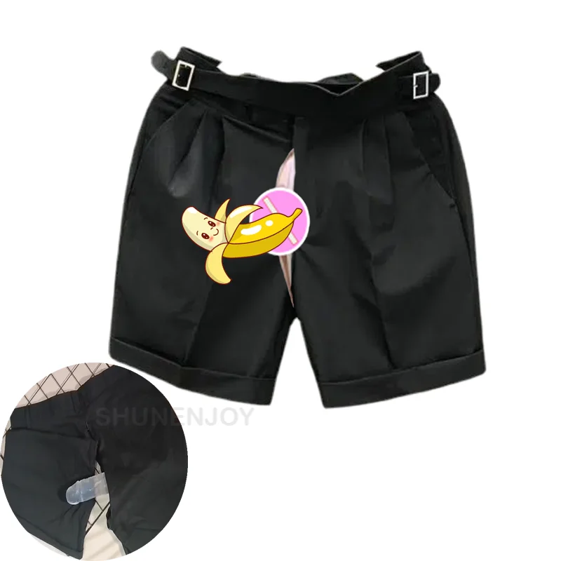 Men's Clothing High-End Suit Shorts Summer Invisible Open-Seat Pants Outdoor Sex Fifth Pants Fashion Casual Shorts Cargo Pants