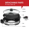 Smokeless Indoor Electric BBQ Grill with Glass Lid, Dishwasher Safe, Nonstick, Adjustable Temperature, Fast Heat Up, Stainless 4