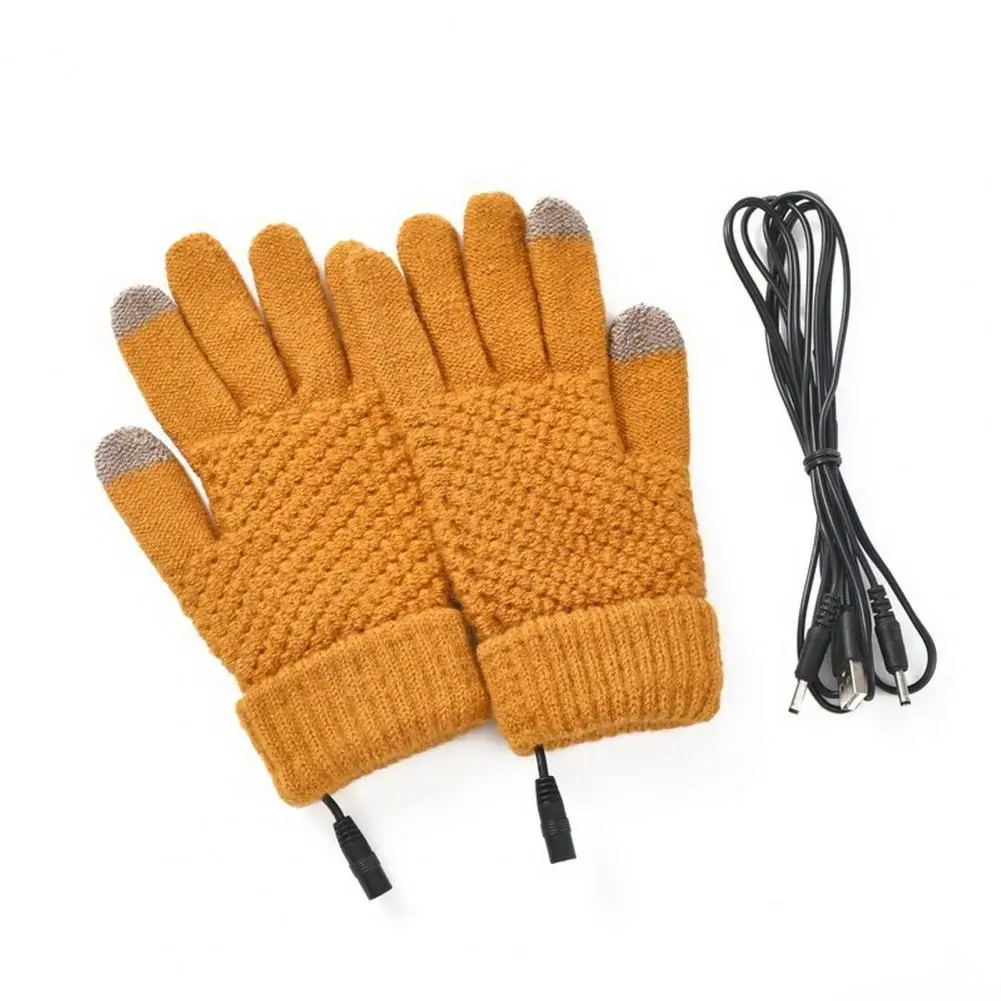 Heated Gloves 1 Set Terrific Knitted Anti Slip  Cold-proof Anti-scratch Warm Gloves for Home