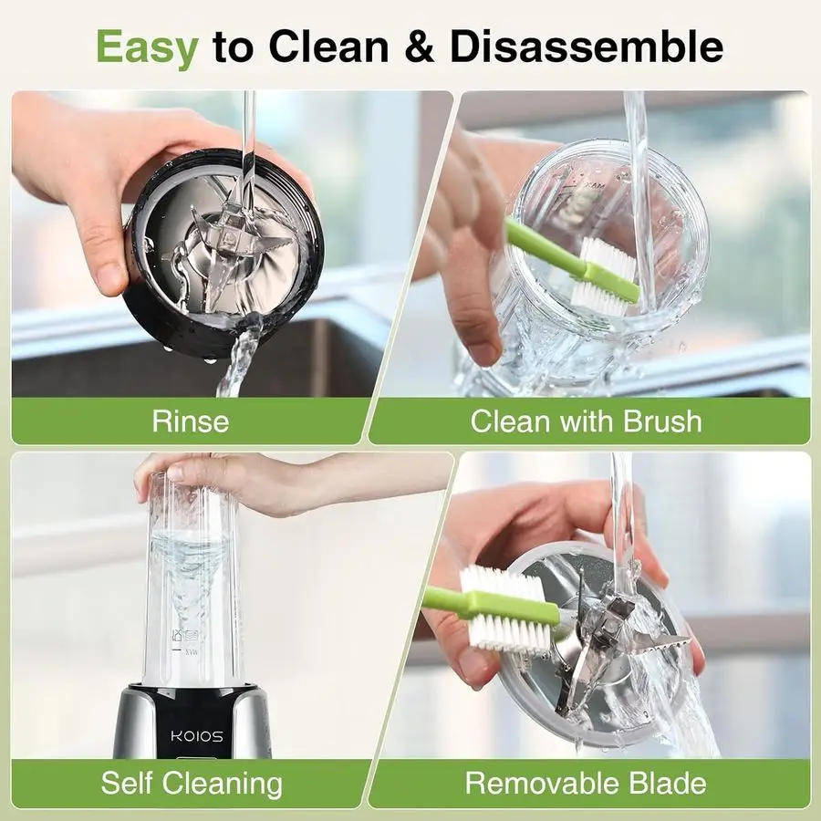 Smoothie Blender, Max 1000w Personal Blender for Shakes and Smoothies, 12Pcs Coffee Grinder and Countertop Blenders Combo for Ki