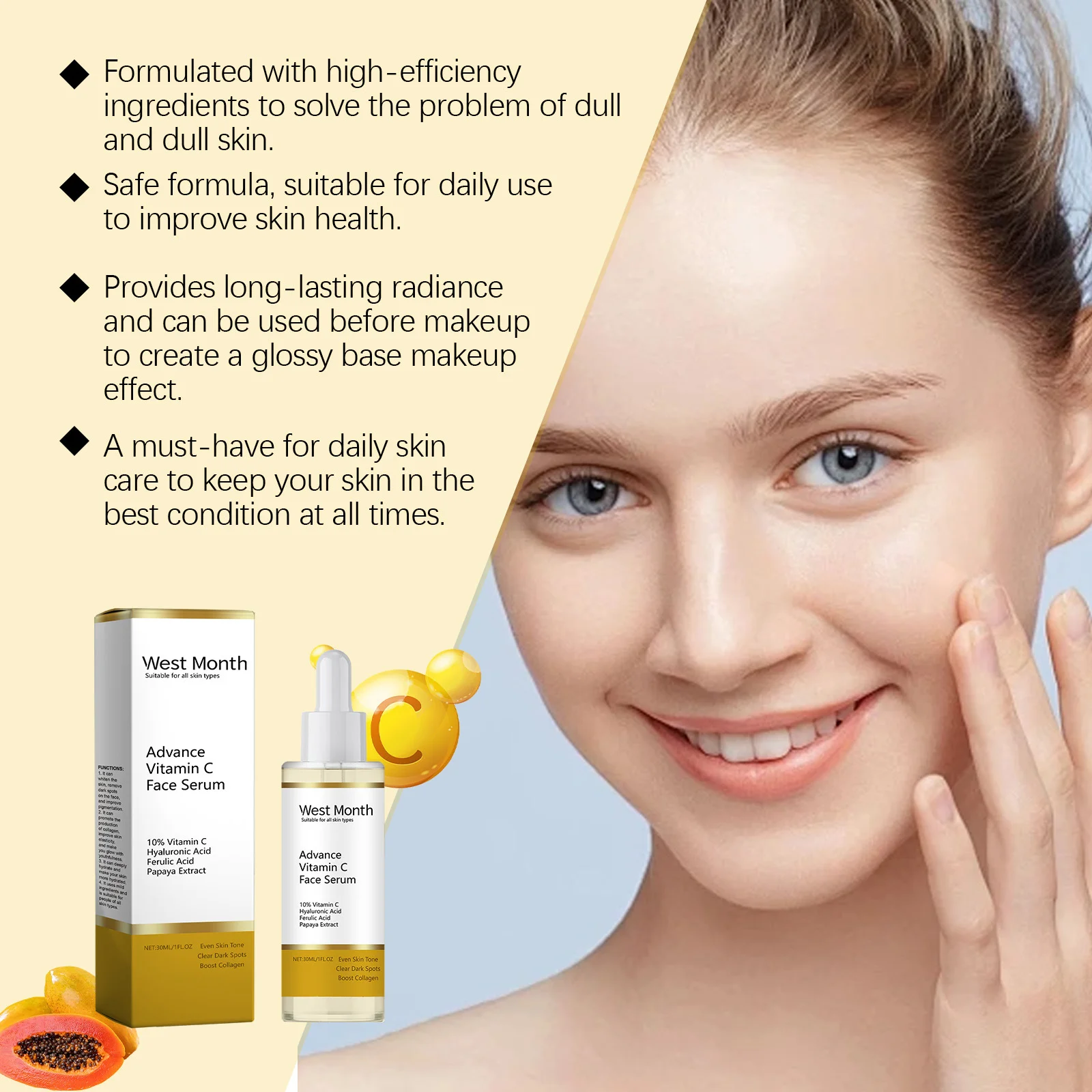 Advance Vitamin C Face Serum Remove Dark Spots Brightening Repair Dull Moisturizing Whitening Skin Tone Essence Beauty Products 4