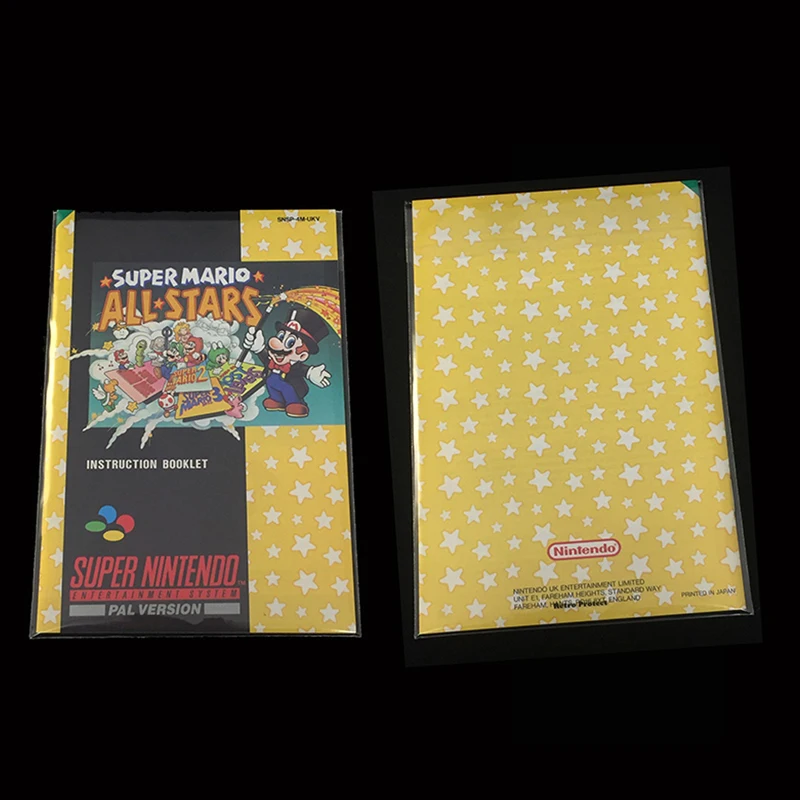 Bolsas de inserción Manual de protección resellable, 100 piezas, Mangas de plástico para SNES N64, bolsa, Manual de instrucciones, funda de folleto