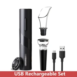Sleek Automatic Electric Corkscrew & Cap Wine Opener - Versatile Kitchen Accessory (Rechargeable Set)
