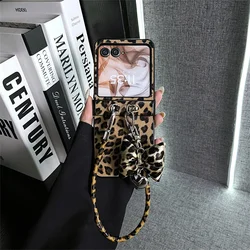 Luxury Classic Leopard Print Phone Case with Bow and Anti-Loss Portable Strap for Razr 50 (A)