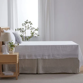 Simple&Opulence Premium 100% Linen Bed Skirt Basic Style 18 inch Tailored Drop Dust Proof Easy Fit Breathable Bedspreads Bed 2