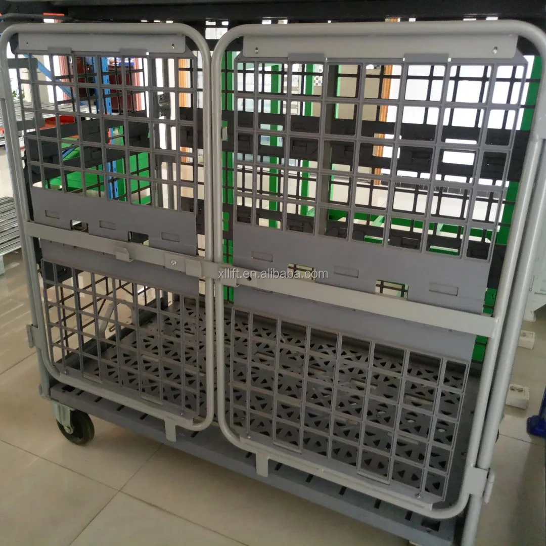 Logistics industrial laundry folding warehouse container cage roll containers trolley with door