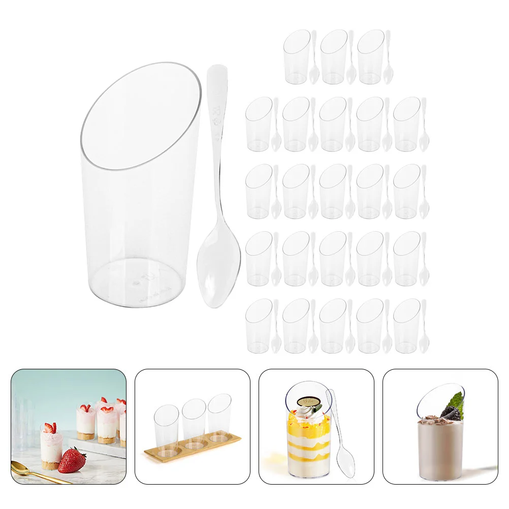 24 Sets Multi-function Pudding Cup Mini Cake Stand Dessert Glasses Supply Transparent Mousse Ice Cream Sundae Cups