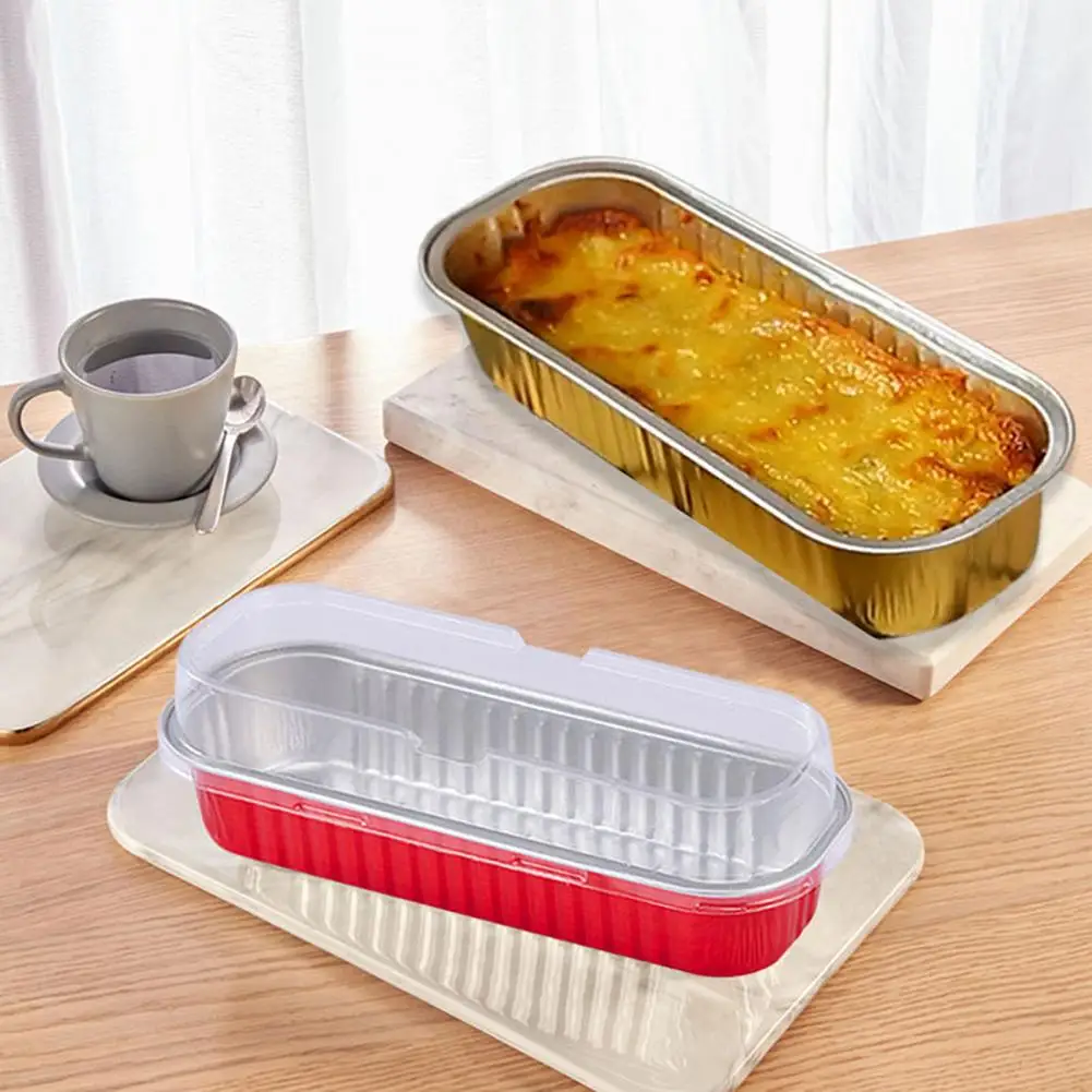 1 Set Rectangle Cake Pan Food Grade Disposable Muffin Baking Tins Microwave Safe Aluminum Foil Pan Rectangle Baking Container