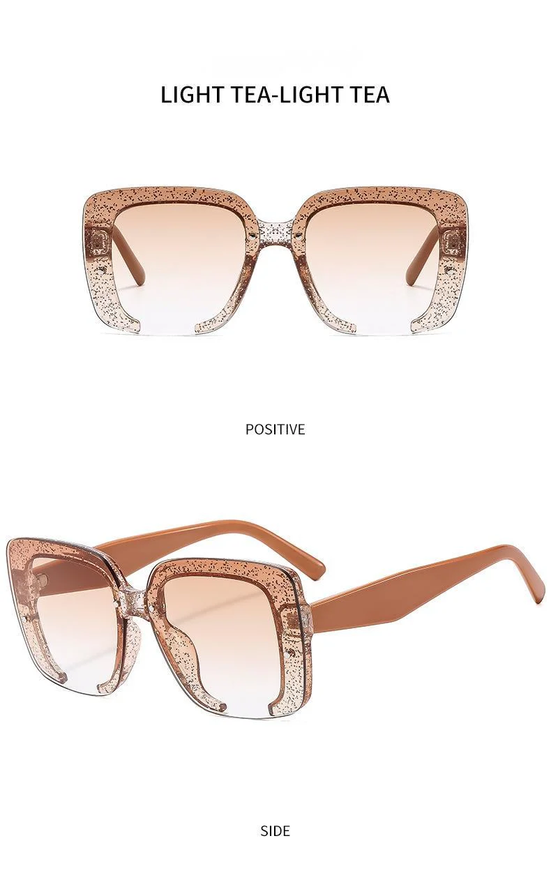 New men's and women's same style box fashionable set with glitter pink frame sunglasses, personalized notch glasses_voghion.com