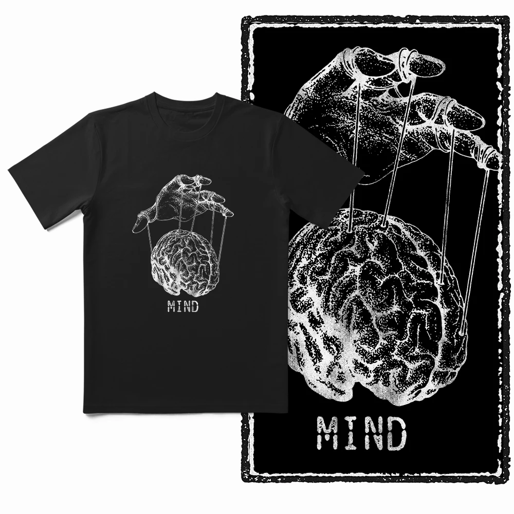 Coolmind ZG021 100 % Baumwolle, große Größe, cooler Mind-Control-Druck, Herren-T-Shirt, Baumwolle, ausgenommen, Grafik, Herren-T-Shirts, Tops, T-Shirts – Detail 1