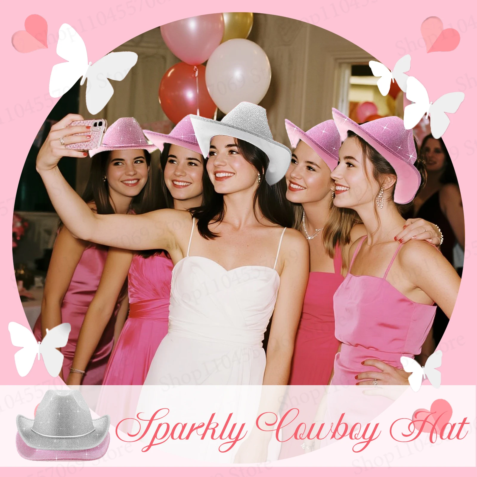 6-48Pcs Sparkly Cowboy Hat for Wedding Bachelorette Party Cowgirl