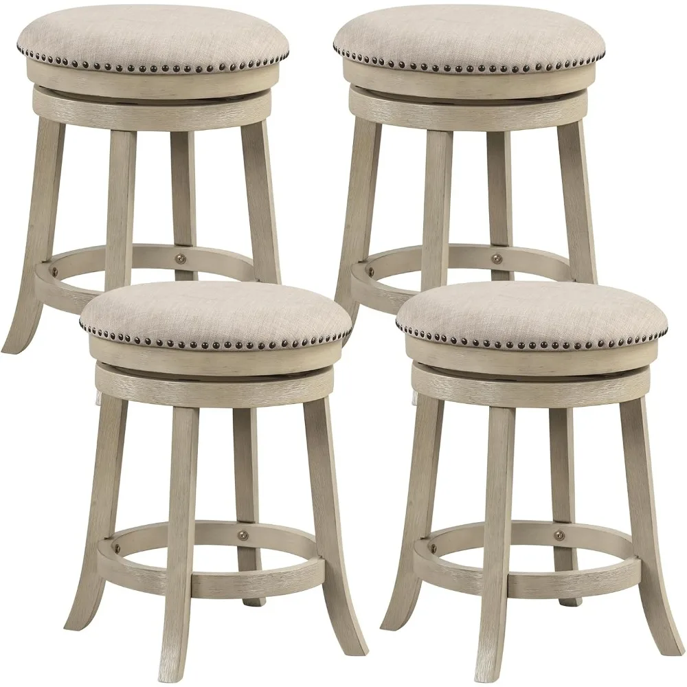 Set of 4 360° Swivel Backless Bar Stools, 24" Height 1