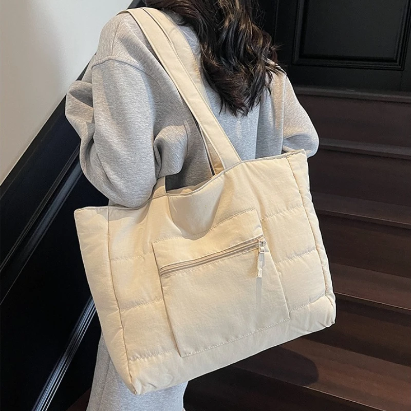 Large Capacity Fabric Tote Bag Lightweight Trendy Shoulder Purses Lady Shopper Shopping Underarm Bag 2026 Y2K New Women Handbags