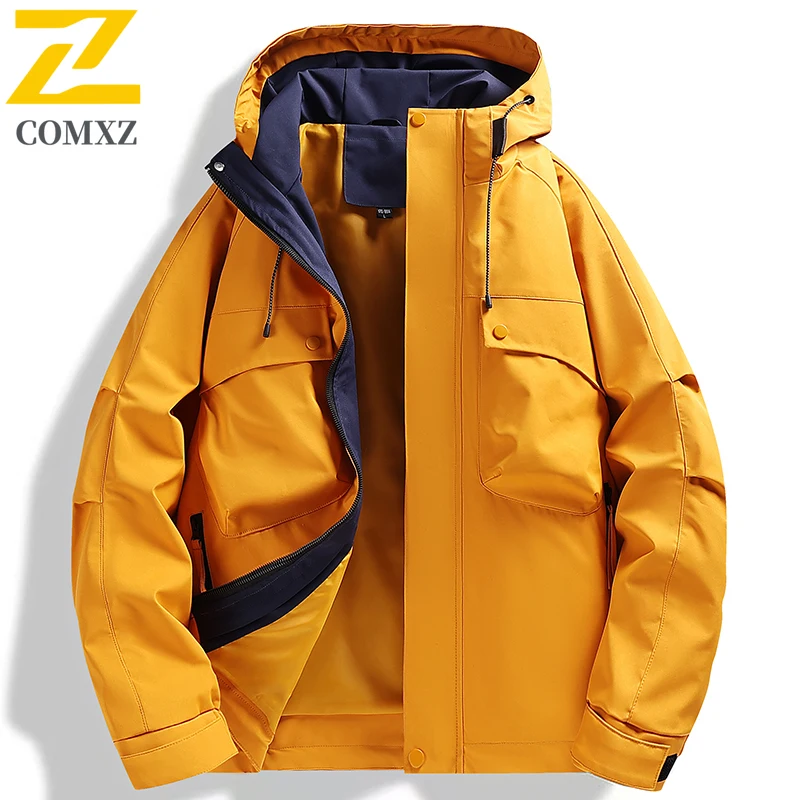 Unisex Waterproof Windproof Hooded Hiking Jacket Outdoor Camping Fishing Raincoat Lightweight Breathable Mountaineering Coat