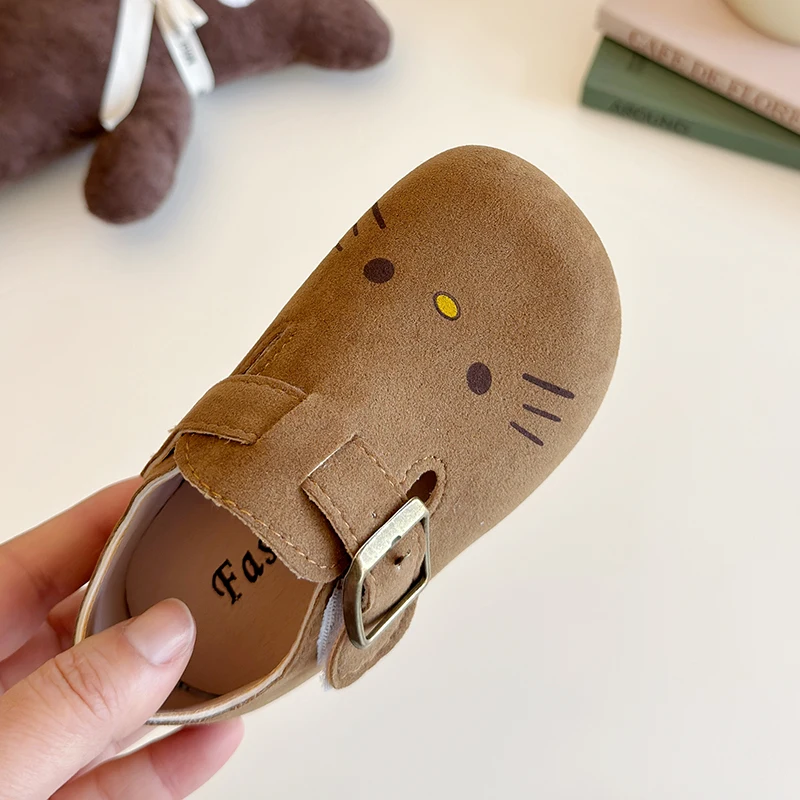 Children's Birken Shoes Khaki Cartoon Simple Boys Girls Toddler Shoes 1-8 Years Old Beige Soft Bottom Non-slip Kids Single