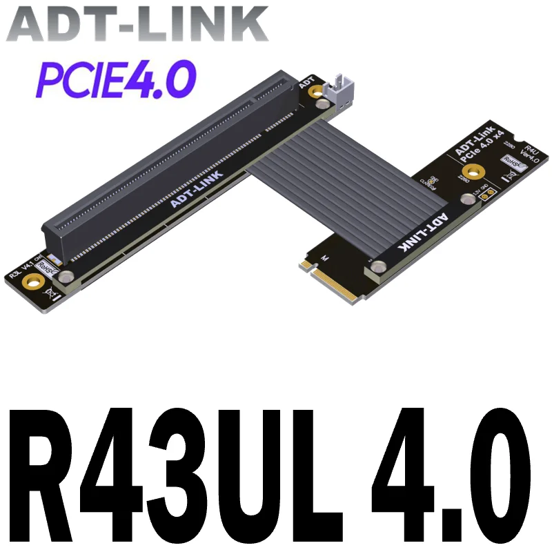 Extensor Riser Gpu com Power Jumper Power Jumper M.2 Nvme Key m Ssd para Pcie 4.0×16 Ângulo de Giro 90 Placa Gráfica Gpu Gen4 Pci-e 4.0