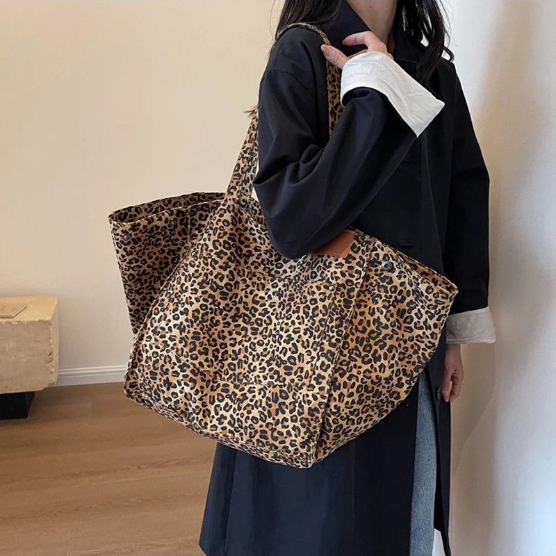נמר דפוס tote תיק בד משובח בד תיק אופנה קיבולת גדולה תיק עבור בית הספר עבודה קניות