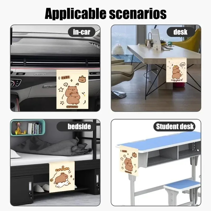 30-90Pcs Cartoon Capybara Car Disposable Garbage Bag Portable Universal Auto Door Seat Household Thickened Car Desktop Trash Can