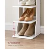 7 Tier Vertical Shoe Rack, Narrow Shoe Storage Organizer with Hooks, Slim Wooden Corner Shoe Tower Rack, Robust and Durable 5