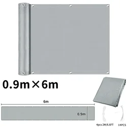 Waterproof Balcony Privacy Screen with UV Protection (Light Grey 90x600CM)
