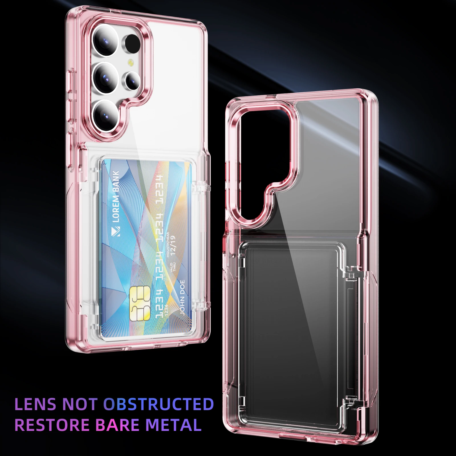 Luxury Transparent Stand Shockproof Phone Case with Card Slot Holder