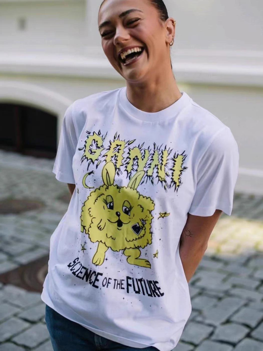 

Rabbit Graphic T-Shirt Women Summer Clothing 2023 Fashion Short Sleeve Tee Shirt T-Shirts Female Casual Tees Tops Streetwear