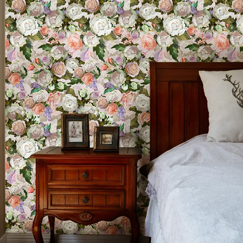 

Blooming Floral Flower Self Adhesive Wallpaper Vinyl Murals hand-painted Wall Papers for Walls Bedroom Home Cabinet Stair Decor