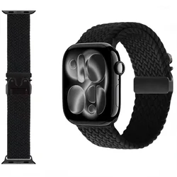 Nylon Braided Parachute Buckle Strap - 42mm 44mm 45mm (Black)