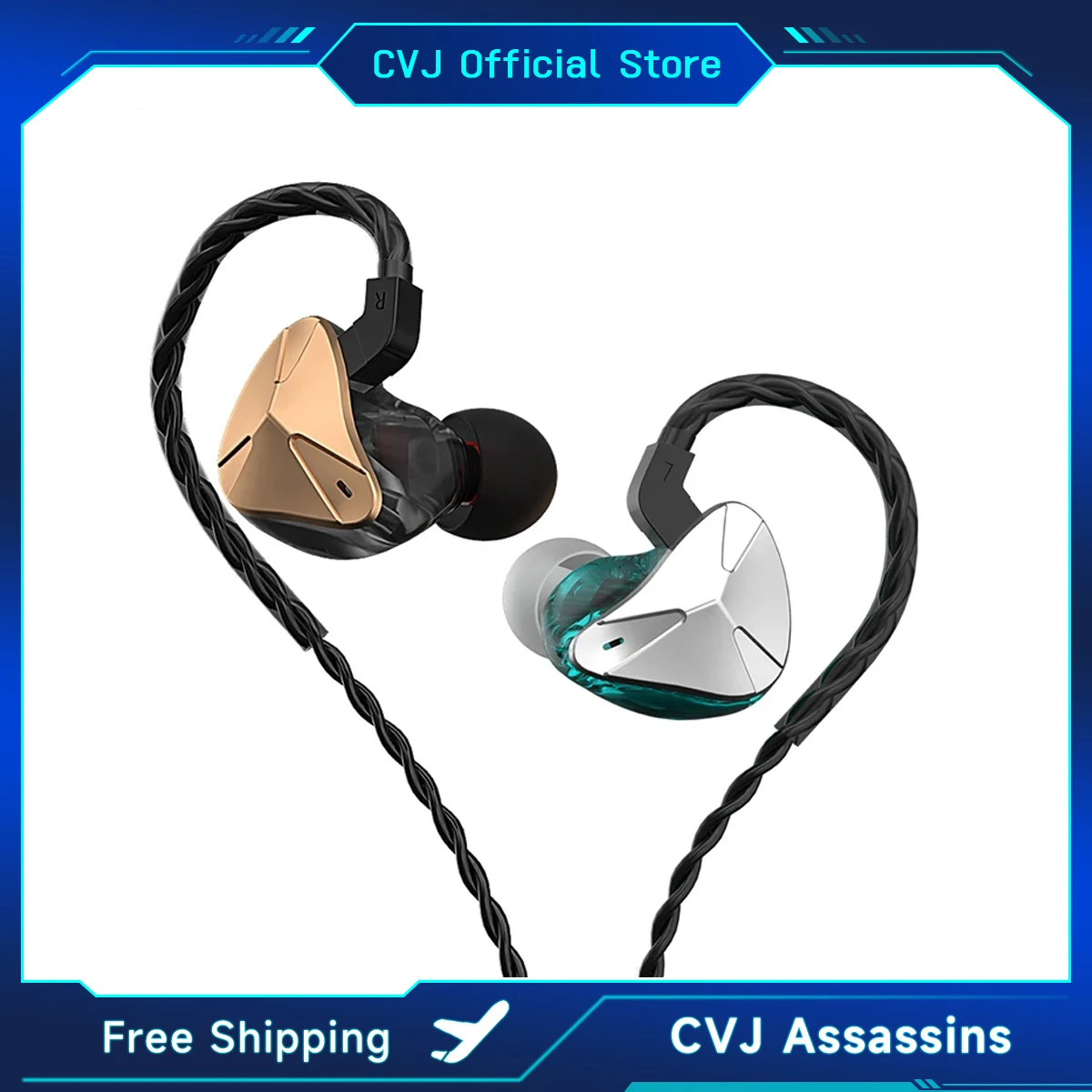 Cvj Demon Cuffie In-Ear Auricolari Dynamic Dj Monitor Iem Auricolari Hifi Sport Cuffie Con Cancellazione Del Rumore Con Microfono